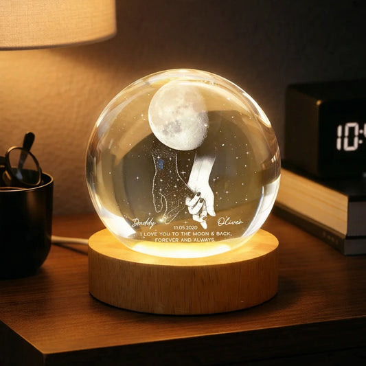 Personalized LED Moon Lamp for Dad and Child - Sentimental Gift Lamp MagicInPrints