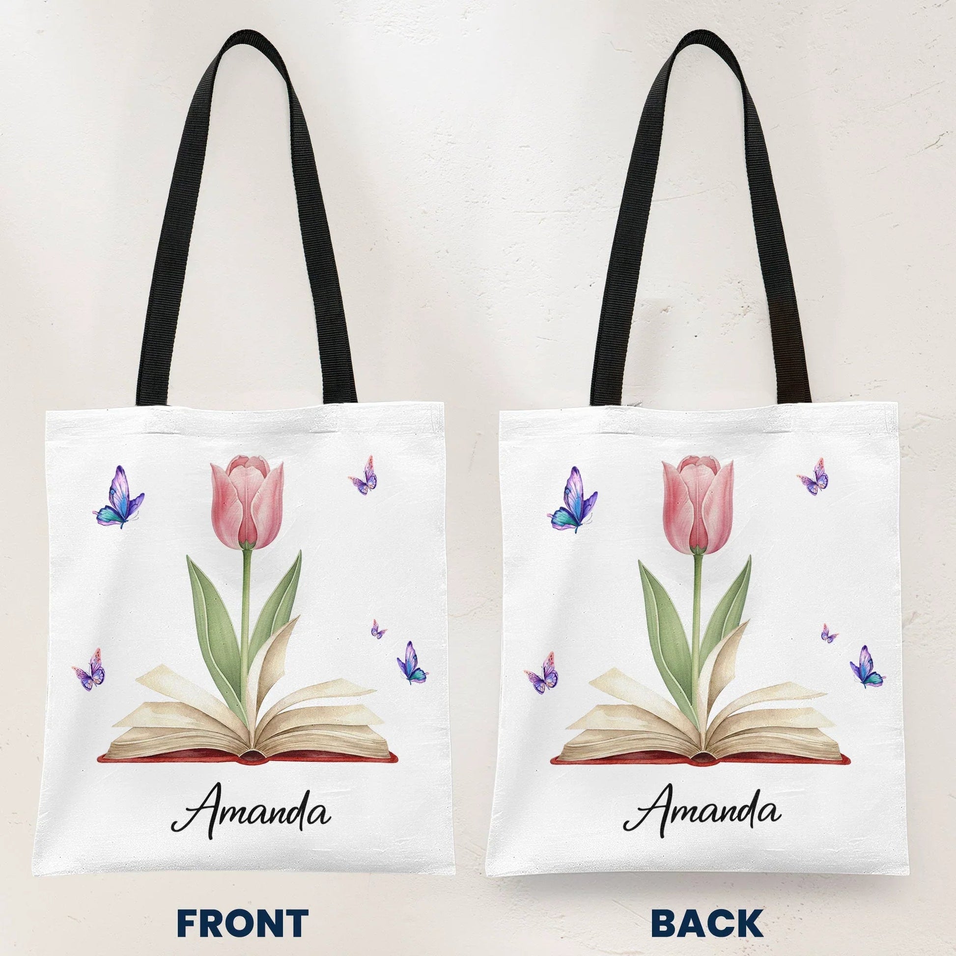 Personalized Canvas Tote Bag for Book Lovers with Floral and Butterfly Design - Perfect for Everyday Use Bag MagicInPrints
