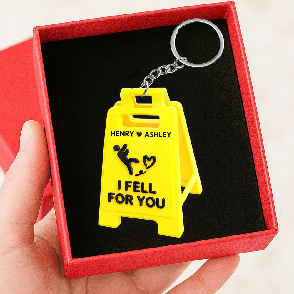 Personalized Funny Keychain for Couples - I Fell for You Gift Keychain MagicInPrints