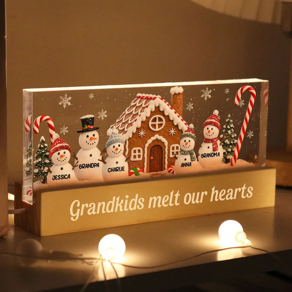 Personalized Christmas Snowman Family Light Box for Grandparents - Holiday Decoration Plaque MagicInPrints