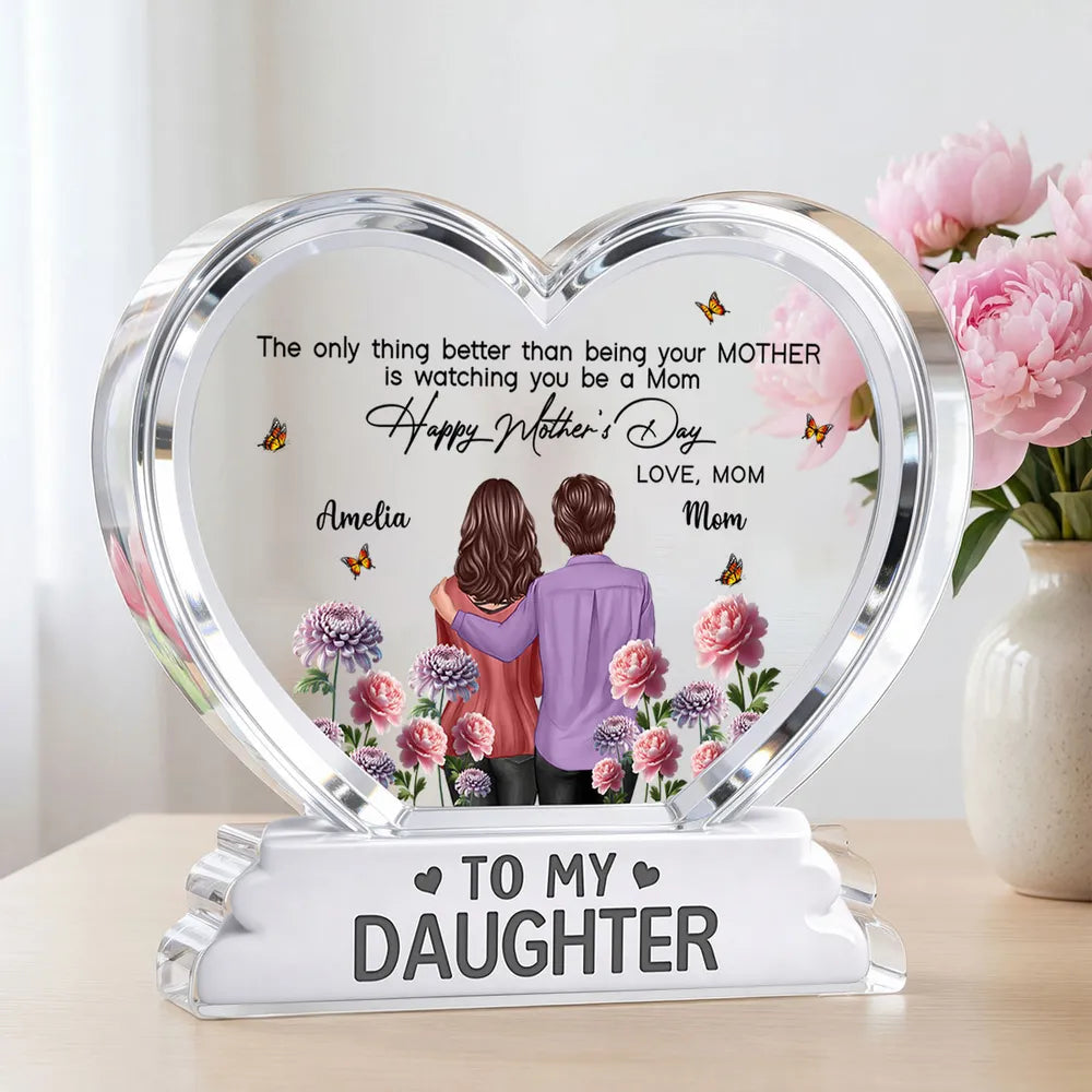 Custom Heart-Shaped Acrylic Plaque for Daughter - Mother's Day Gift Plaque MagicInPrints