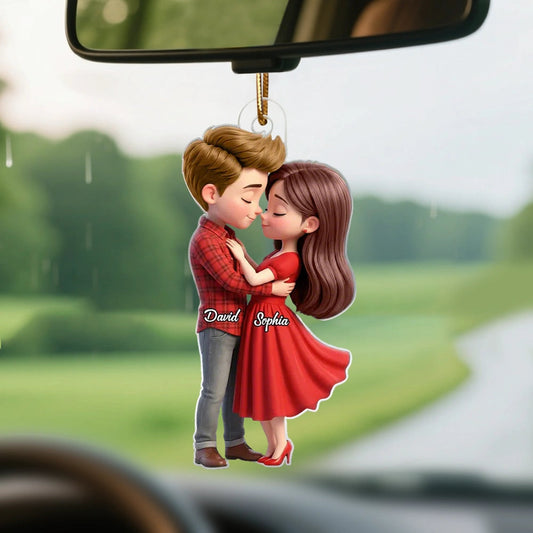 Personalized Couple Car Hanging Ornament for Lovers - Romantic Gift Car Hanger MagicInPrints