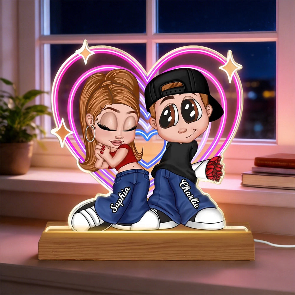 Custom Couple LED Night Light for Lovers with Names - Romantic Gift Plaque MagicInPrints