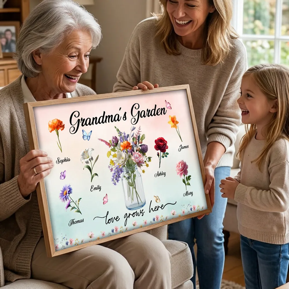 Personalized Floral Canvas Art for Grandma - Custom Family Names Poster or Canvas MagicInPrints
