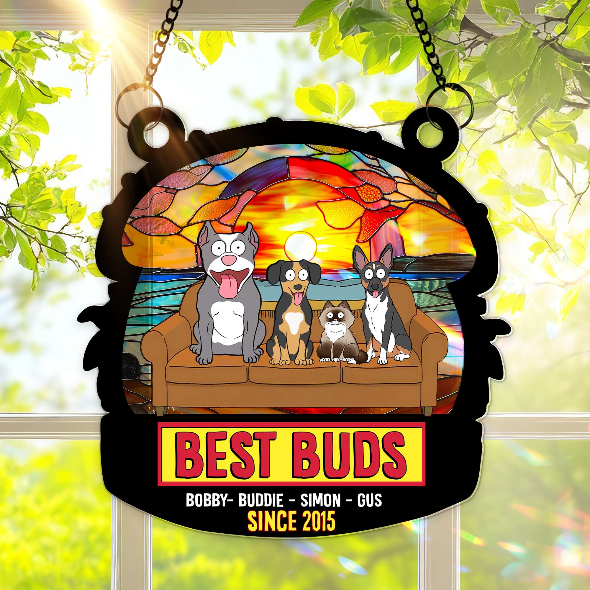 "Best Buds Suncatcher Ornament" - Personalized Christmas Gift for Pet Lovers Ornament MagicInPrints