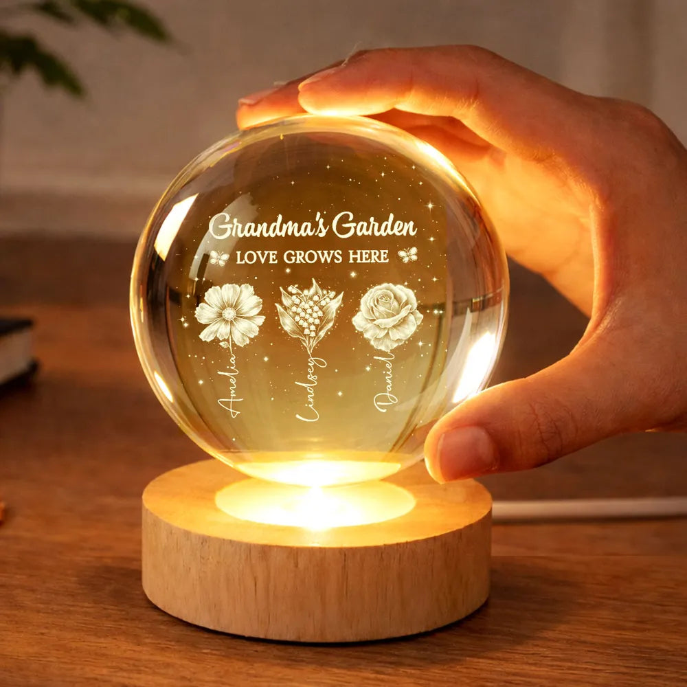 Personalized LED Night Light for Grandma - Custom Floral Keepsake Lamp MagicInPrints