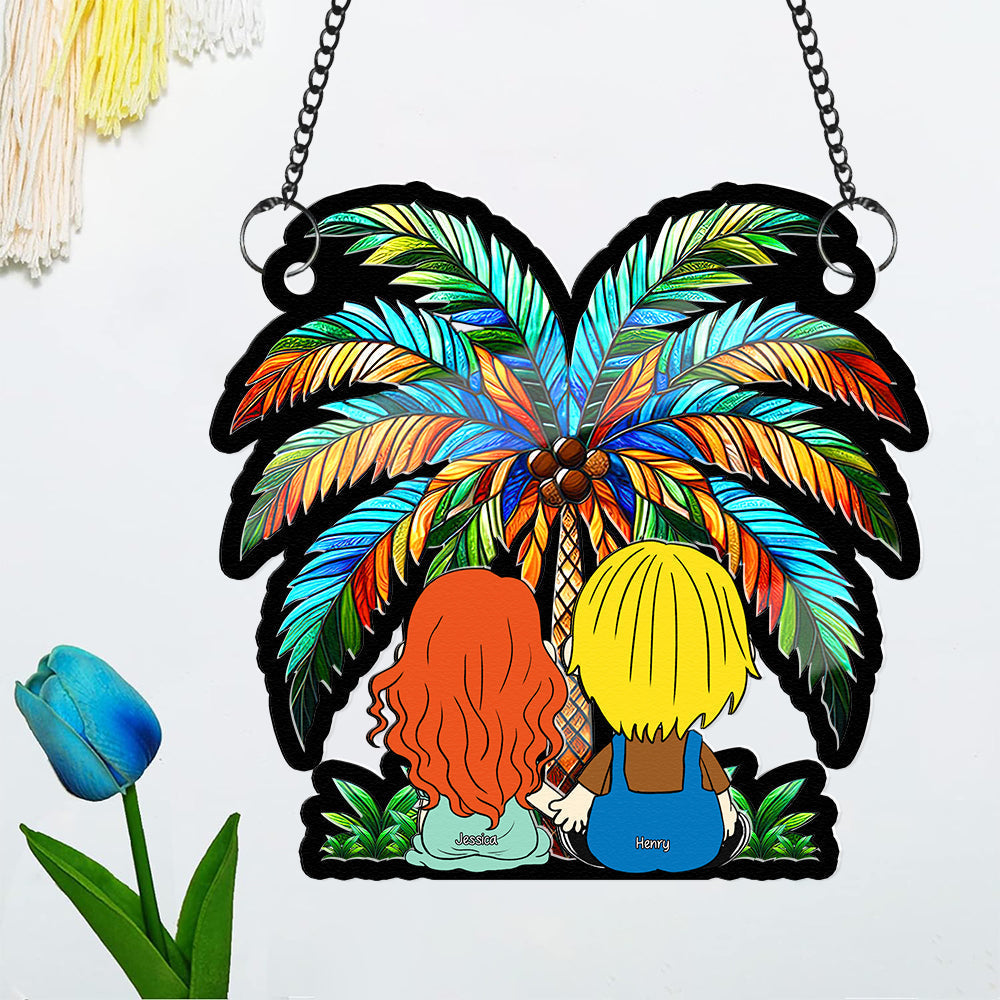 Personalized Couple Suncatcher Ornament - Tropical Theme Suncatcher PopCulturePrints