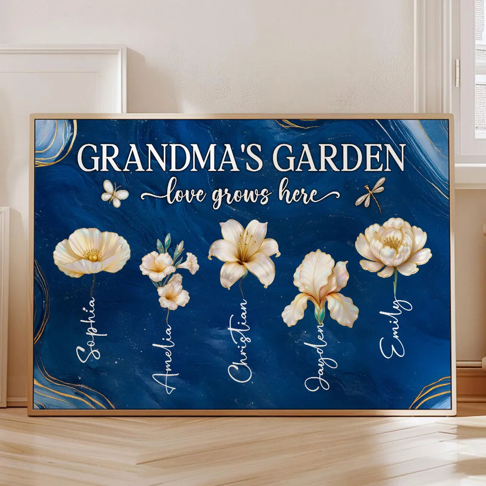 Personalized Canvas Art for Grandma - Floral Design with Names - Sentimental Gift for Mother's Day Poster or Canvas MagicInPrints