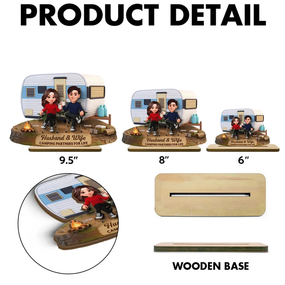 Custom Couple Figurine Camping Partners - Husband & Wife Gift Plaque MagicInPrints