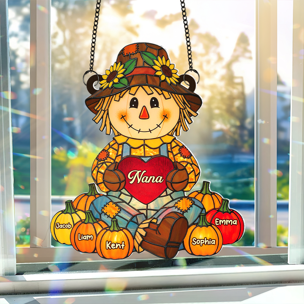 Autumn Scarecrow Grandma Suncatcher - Personalized Gifts For Grandma Ornament MagicInPrints