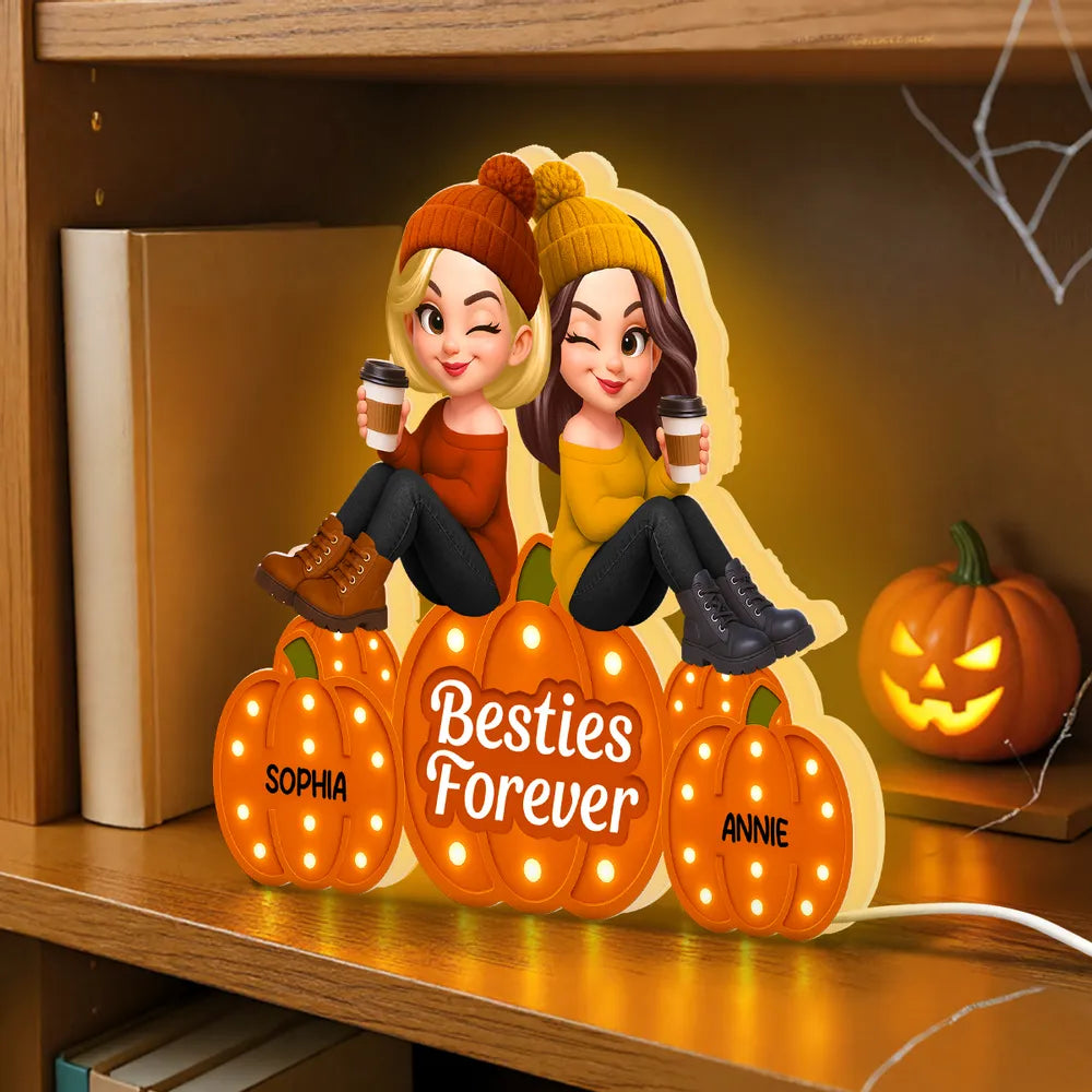 Personalized Best Friends LED Pumpkin Decor for Friends - Gift for Halloween Plaque MagicInPrints