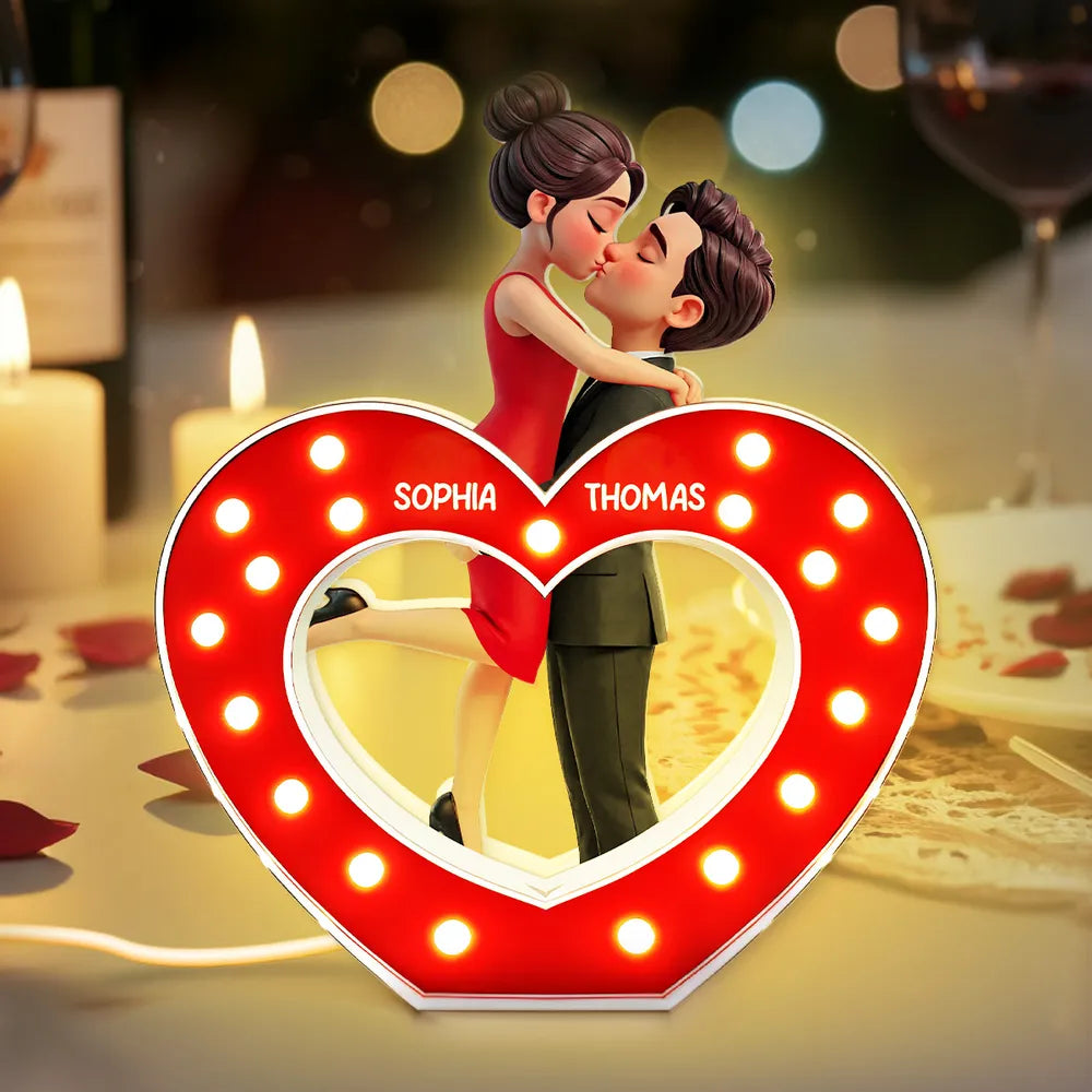 Personalized Heart-Shaped LED Lamp for Couples - Romantic Gift Plaque MagicInPrints