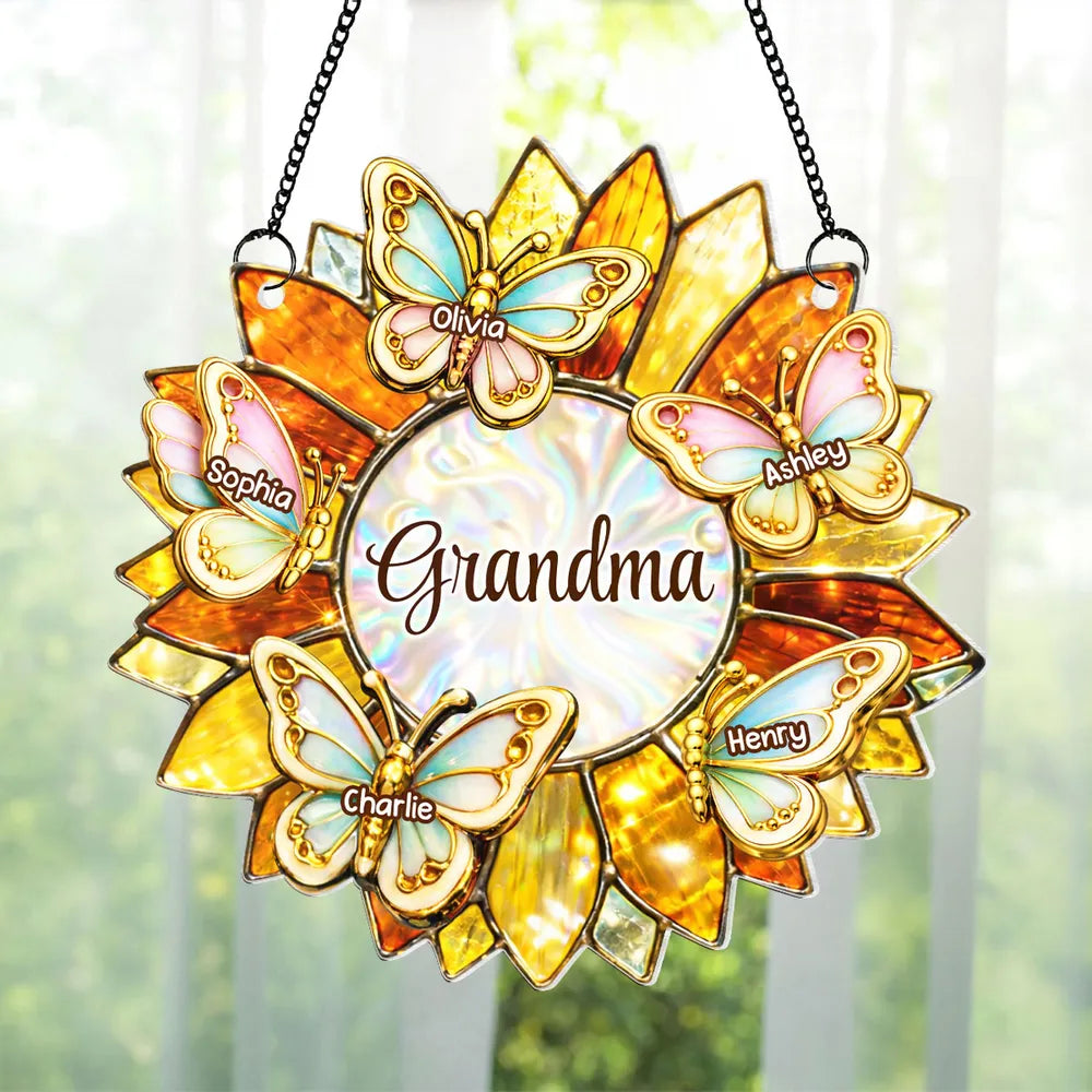 Personalized Butterfly Sun Catcher for Grandma - Custom Names Gift Ornament MagicInPrints