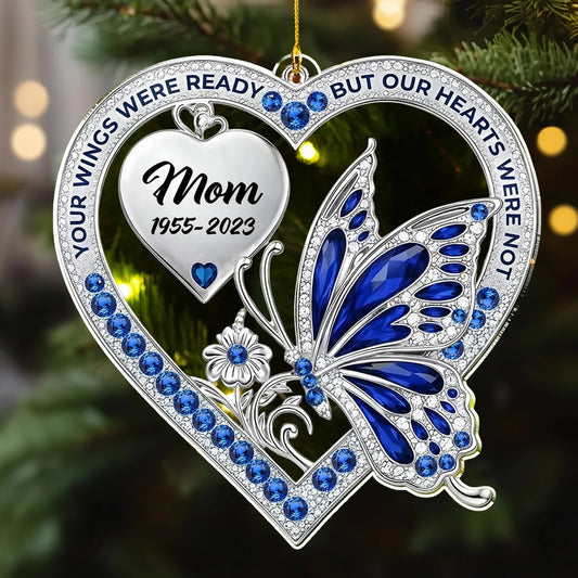 Personalized Memorial Ornament for Mom - Heart and Butterfly Design Ornament MagicInPrints