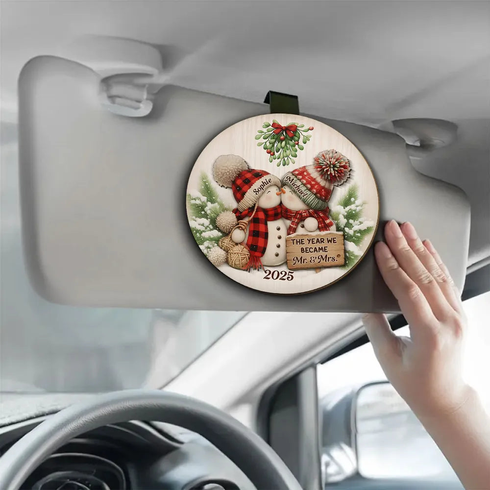 Personalized Christmas Ornament for Couples - Snowman Design with Names - Wedding Keepsake 2025 Car Hanger MagicInPrints