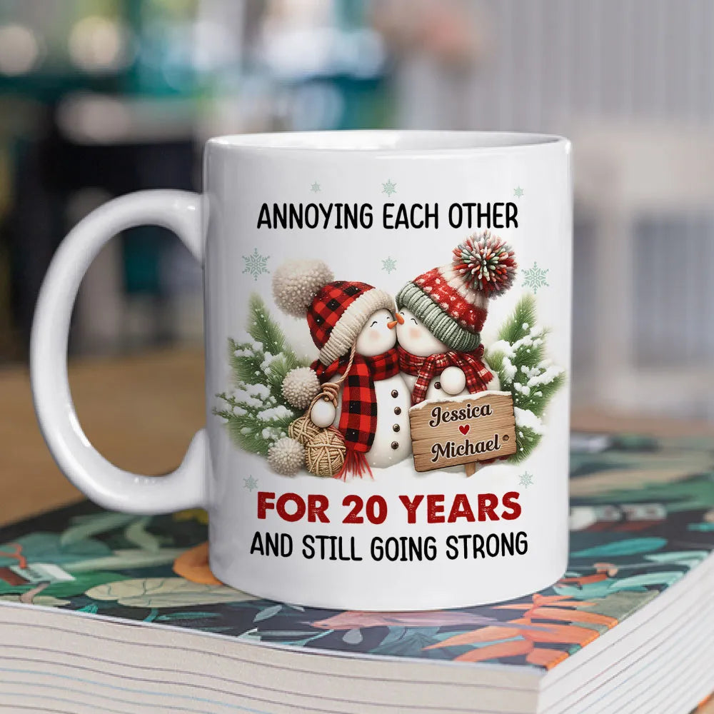 Personalized Anniversary Mug for Couples - Cute Snowman Design - 1 Year Celebration Cup MagicInPrints