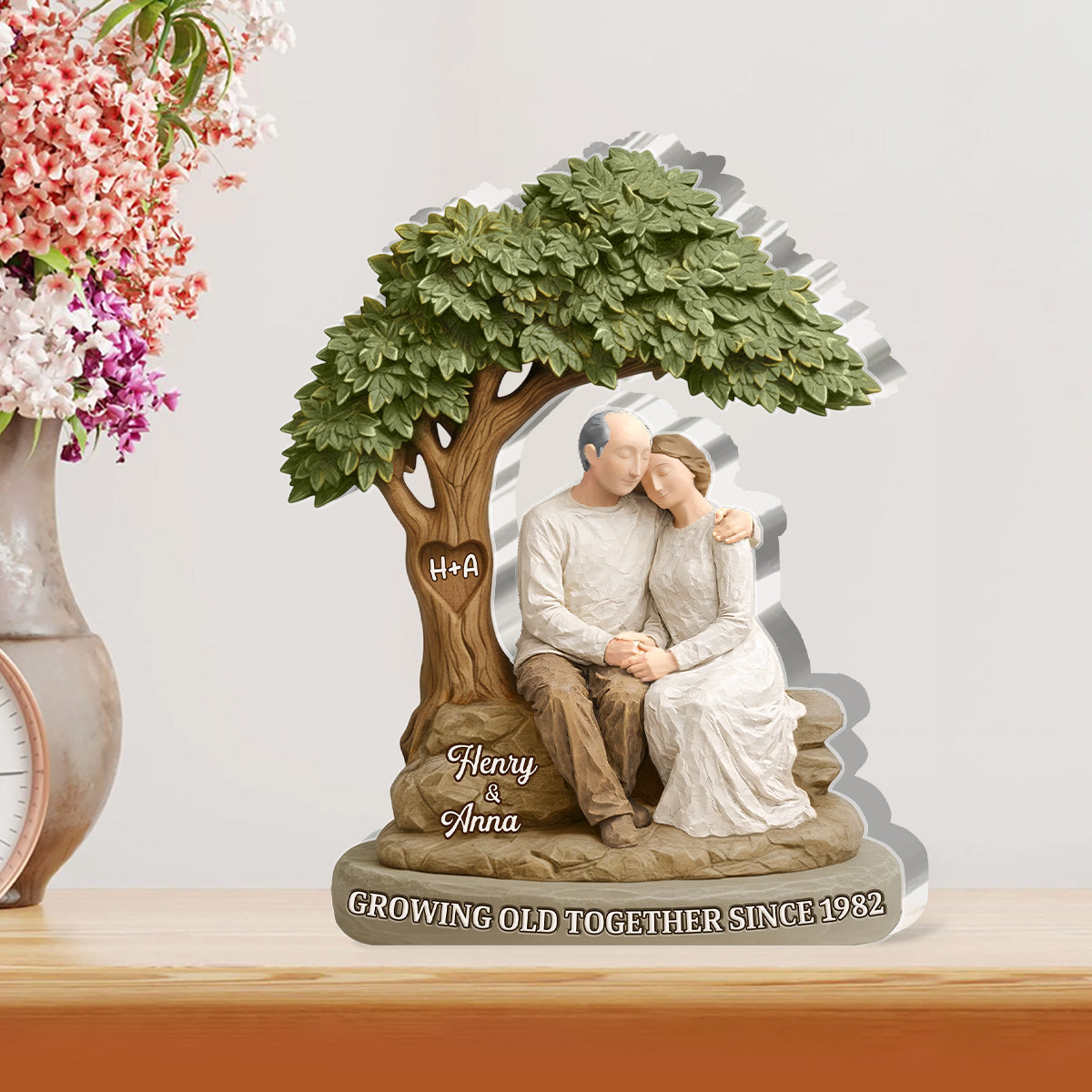 Personalized Couple Figurine with Tree - Anniversary Gift for Long-Term Love Plaque MagicInPrints