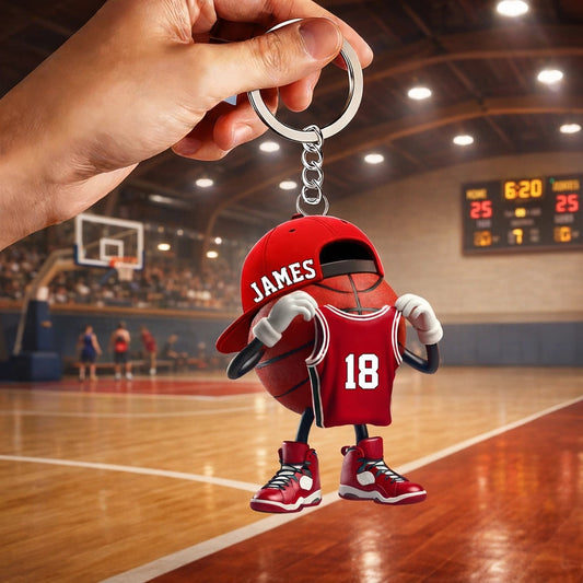 Personalized Basketball Keychain for Sports Fans - Custom Name Gift Keychain MagicInPrints