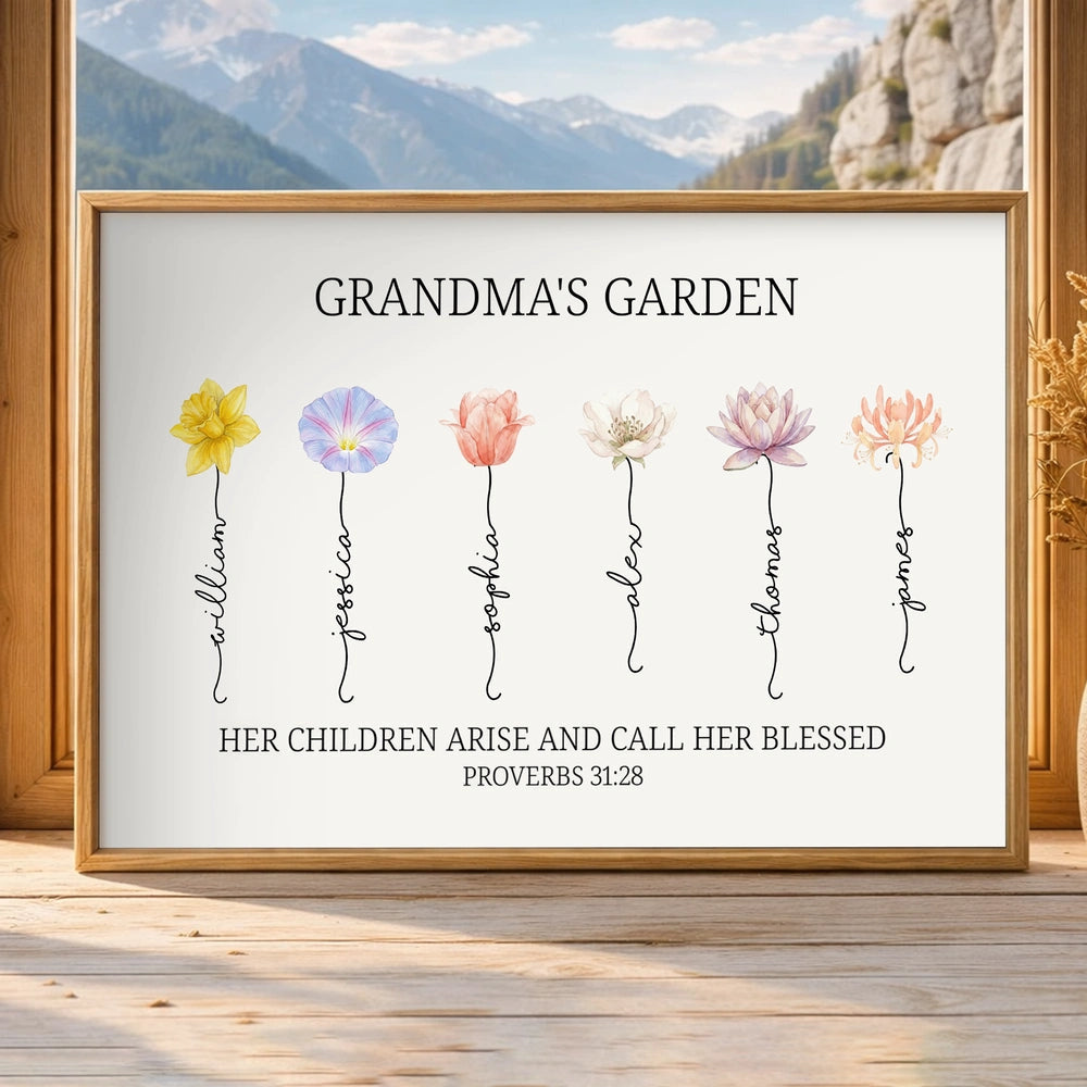 Personalized Grandma's Garden Wall Art for Family Sentimental Gift - Mother's Day Decor Poster or Canvas MagicInPrints