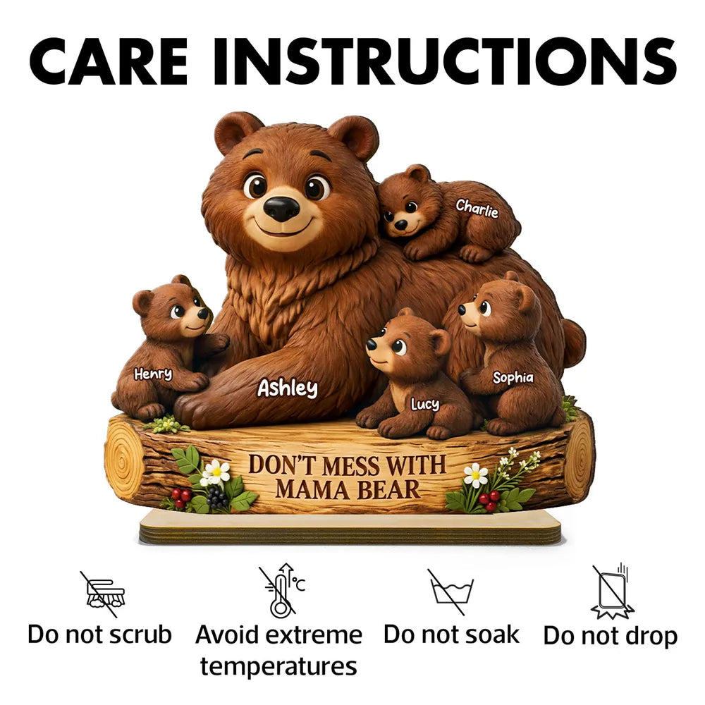 Personalized Mama Bear Family Figurine for Moms - Sentimental Home Decor Plaque MagicInPrints