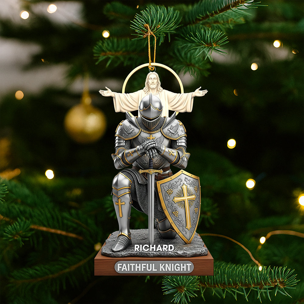 “Embrace Your Faith” - Faithful Knight Christmas Ornament - Personalized Gift for Christians Ornament MagicInPrints