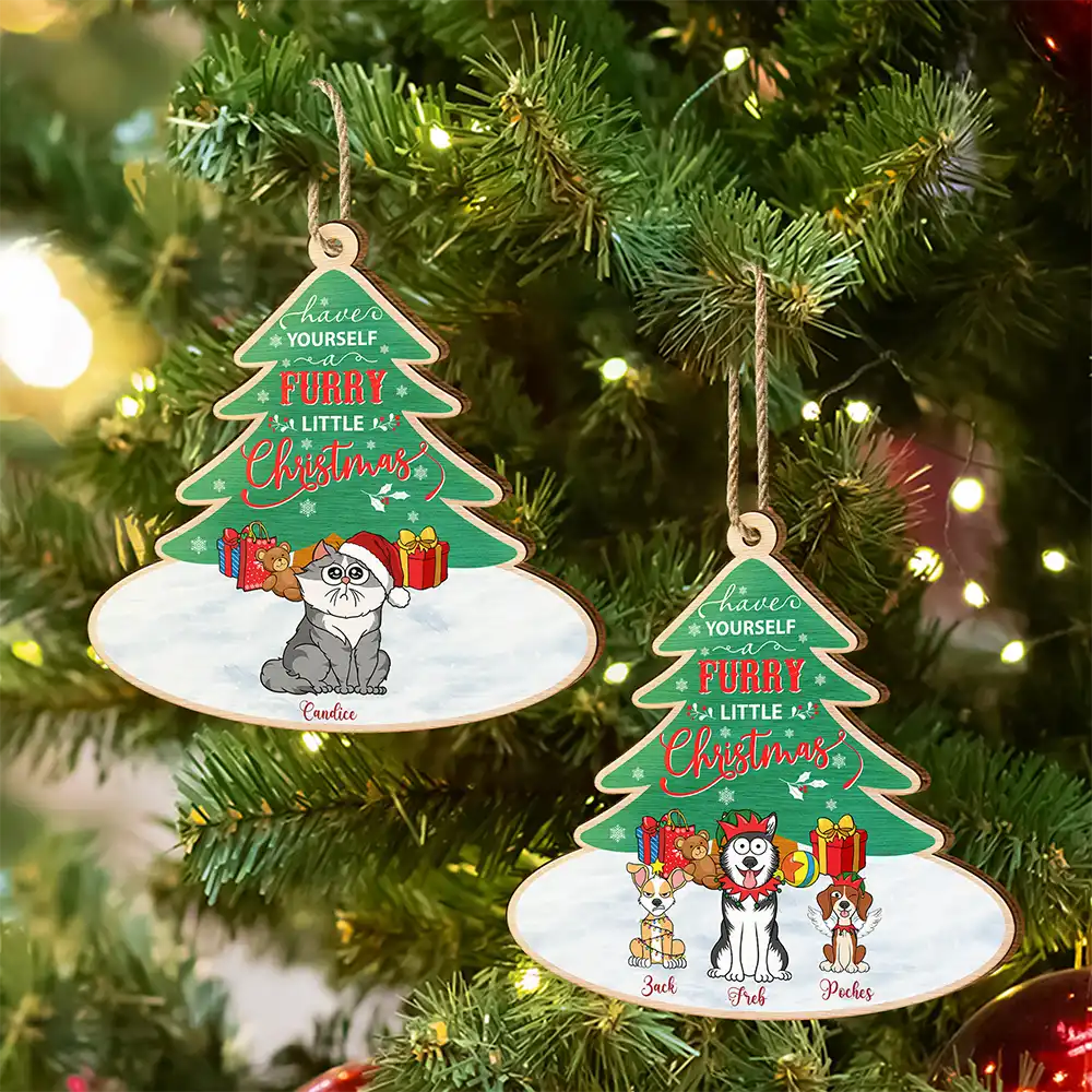Have Yourself A Furry Christmas – Personalized Custom Shaped Wooden Ornament – Gift for Dog Lovers Wooden Ornament MagicInPrints