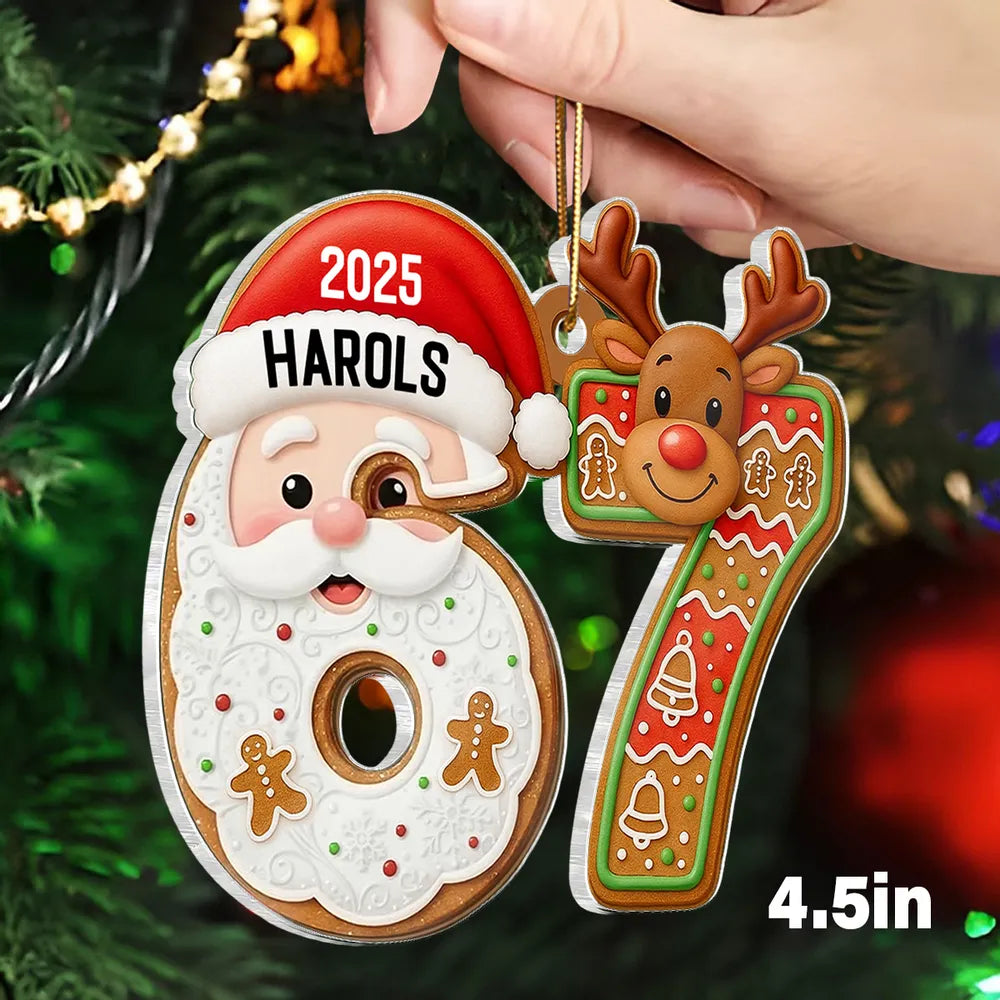 Personalized Christmas Ornament for Kids - Santa and Reindeer Design - Holiday Decoration 2025 Ornament MagicInPrints