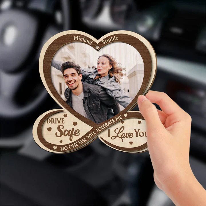 Personalized Car Hanging Ornament for Couples - Drive Safe, I Love You Car Hanger MagicInPrints