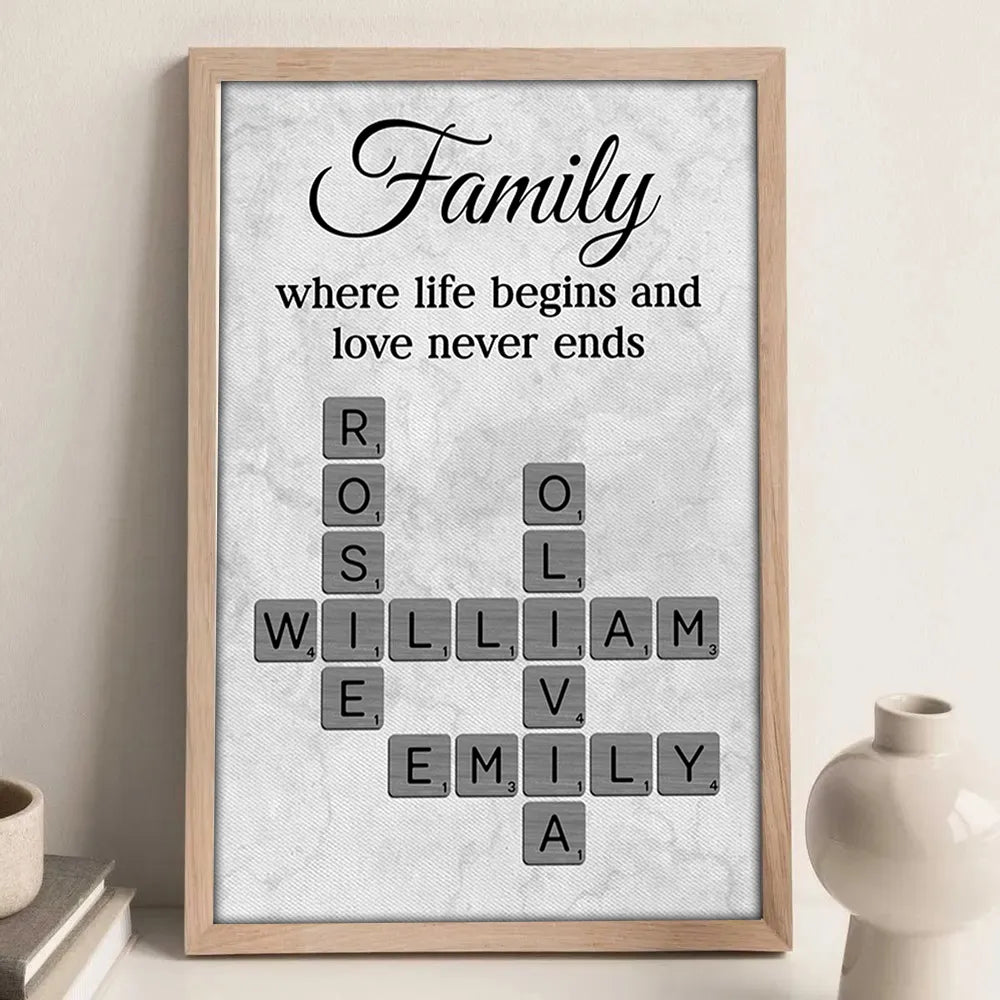 Personalized Family Name Crossword Wall Art for Home Decor - Sentimental Gift Poster or Canvas MagicInPrints