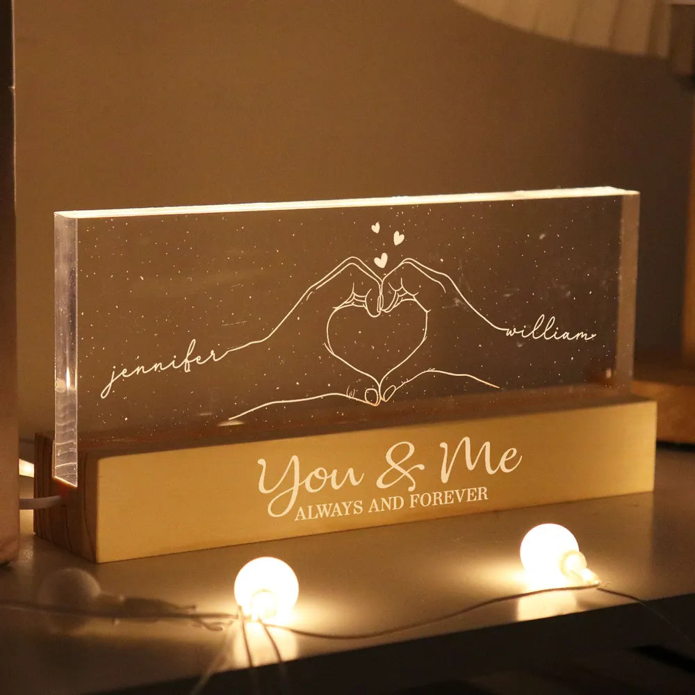 Personalized LED Night Light for Couples with Custom Names - Romantic Gift for Anniversary Plaque MagicInPrints