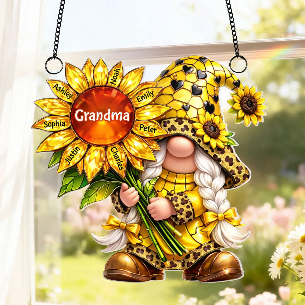 Personalized Sunflower Grandma Gnome Ornament for Family - Home Decor Gift Ornament MagicInPrints