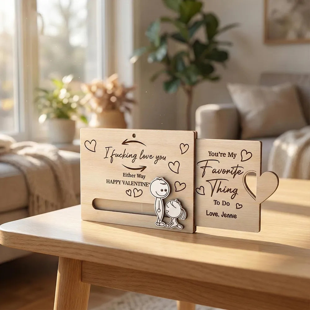 Personalized Wooden Valentine's Card for Couples - Romantic Gift Ornament MagicInPrints