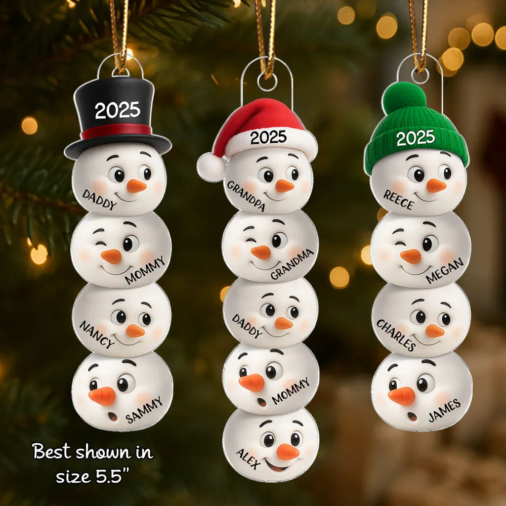 Personalized Snowman Family Christmas Ornaments 2025 - Holiday Tree Decoration Ornament MagicInPrints