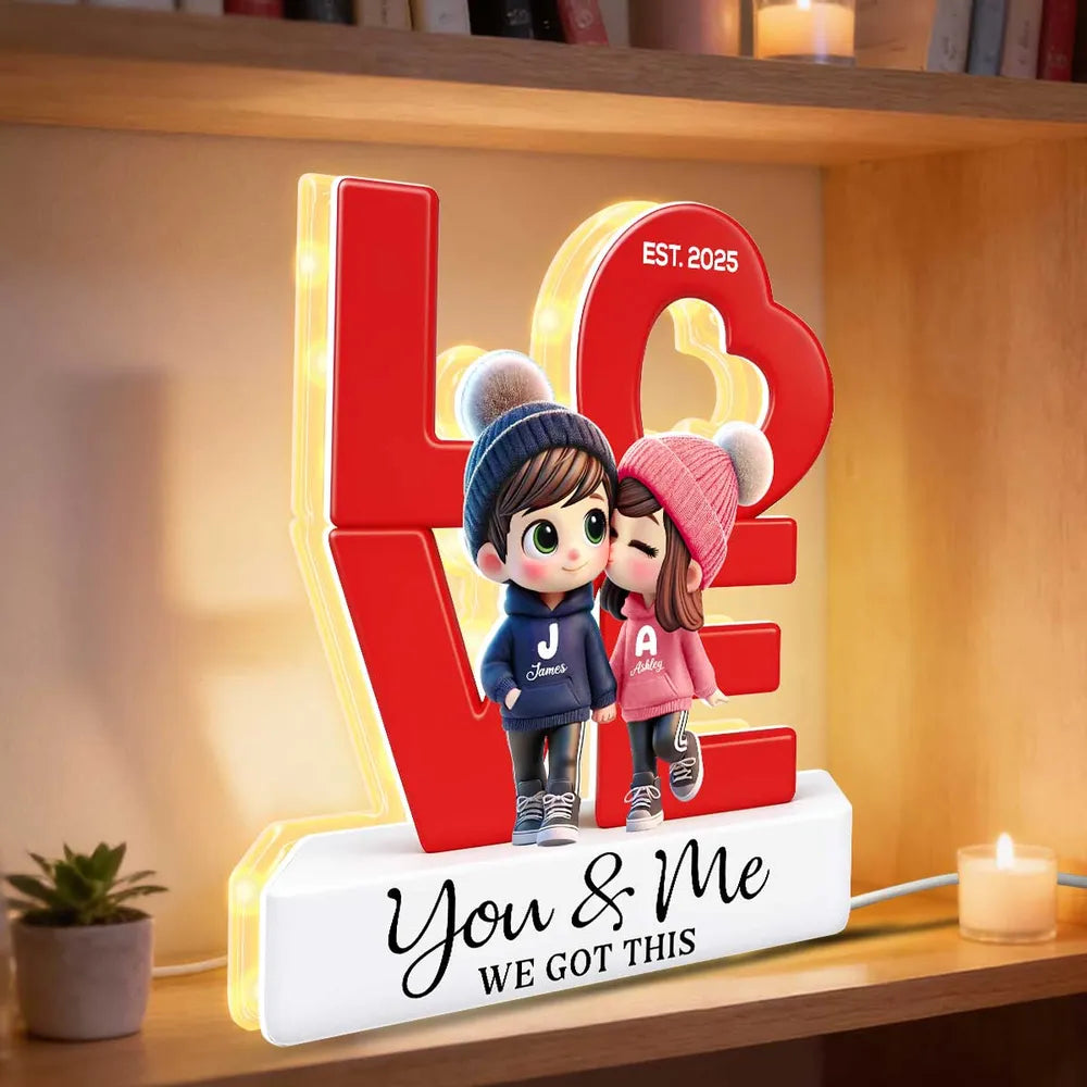 Personalized Couple Figurine Night Light for Lovers - Anniversary Gift Plaque MagicInPrints