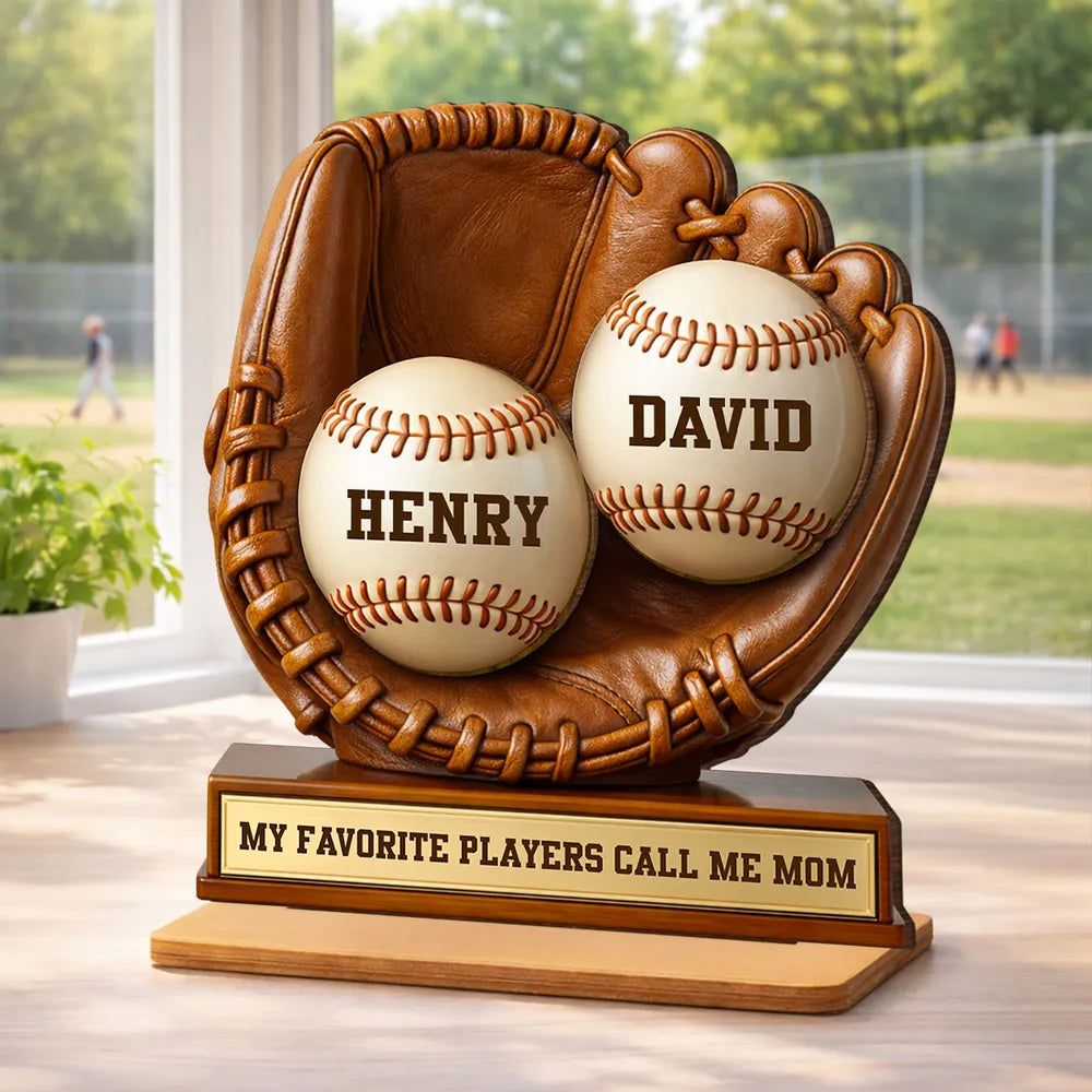 Personalized Baseball Glove Trophy for Mom - Custom Names Display Plaque MagicInPrints