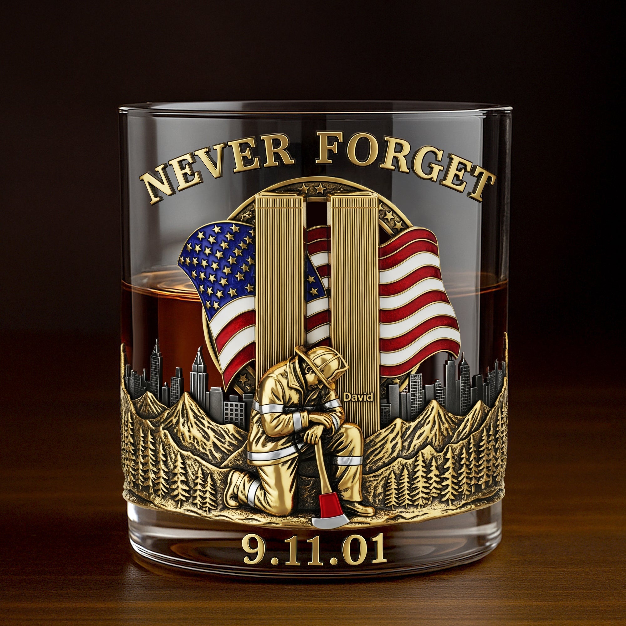 “Never Forget” - 911 Firefighter Whiskey Glass - Personalized Gifts for Firefighters Whiskey Glass MagicInPrints