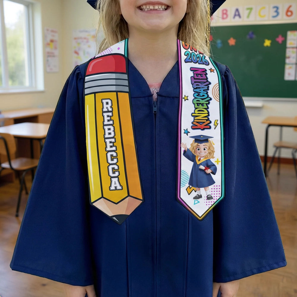 Personalized Preschool Graduation Stole for Kids - Custom Name and Year Cloth MagicInPrints
