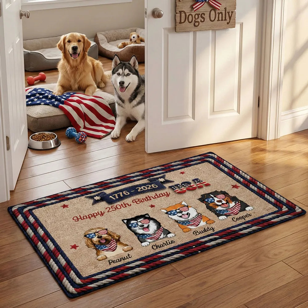 Personalized Dog Lover Doormat for USA 250th Birthday Celebration - Patriotic Home Decor Doormat MagicInPrints