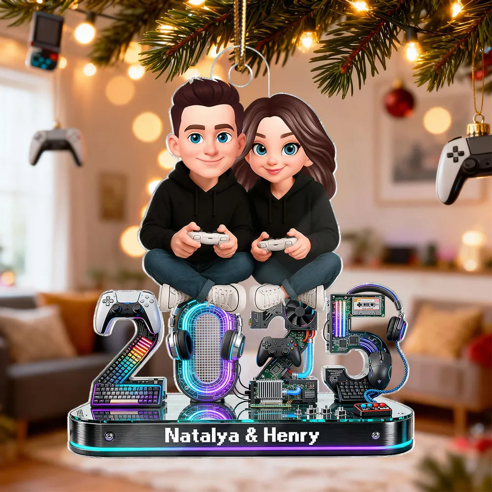Personalized Gamer Couple Ornament 2023 for Gamers - Christmas Decoration Ornament MagicInPrints