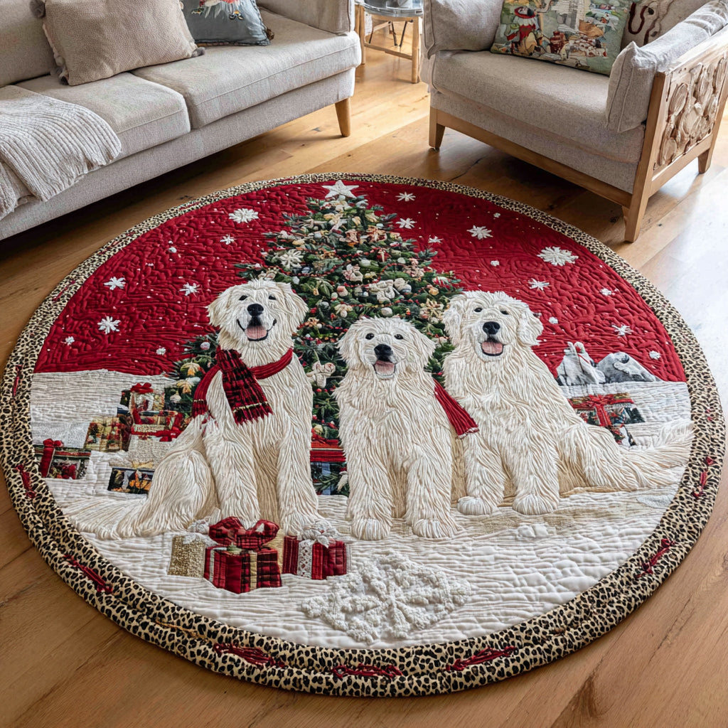 Paws & Joy – Personalized Great Pyrenees Quilted Round Mat – Gift for Dog Lovers Quilted Round Mat MagicInPrints