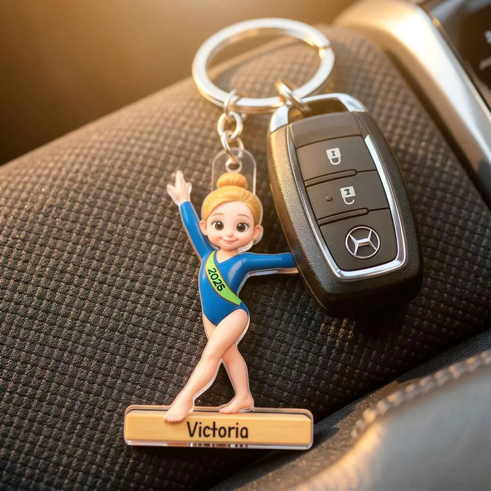 Personalized Gymnast Keychain for Kids - Custom Name and Year Keychain MagicInPrints