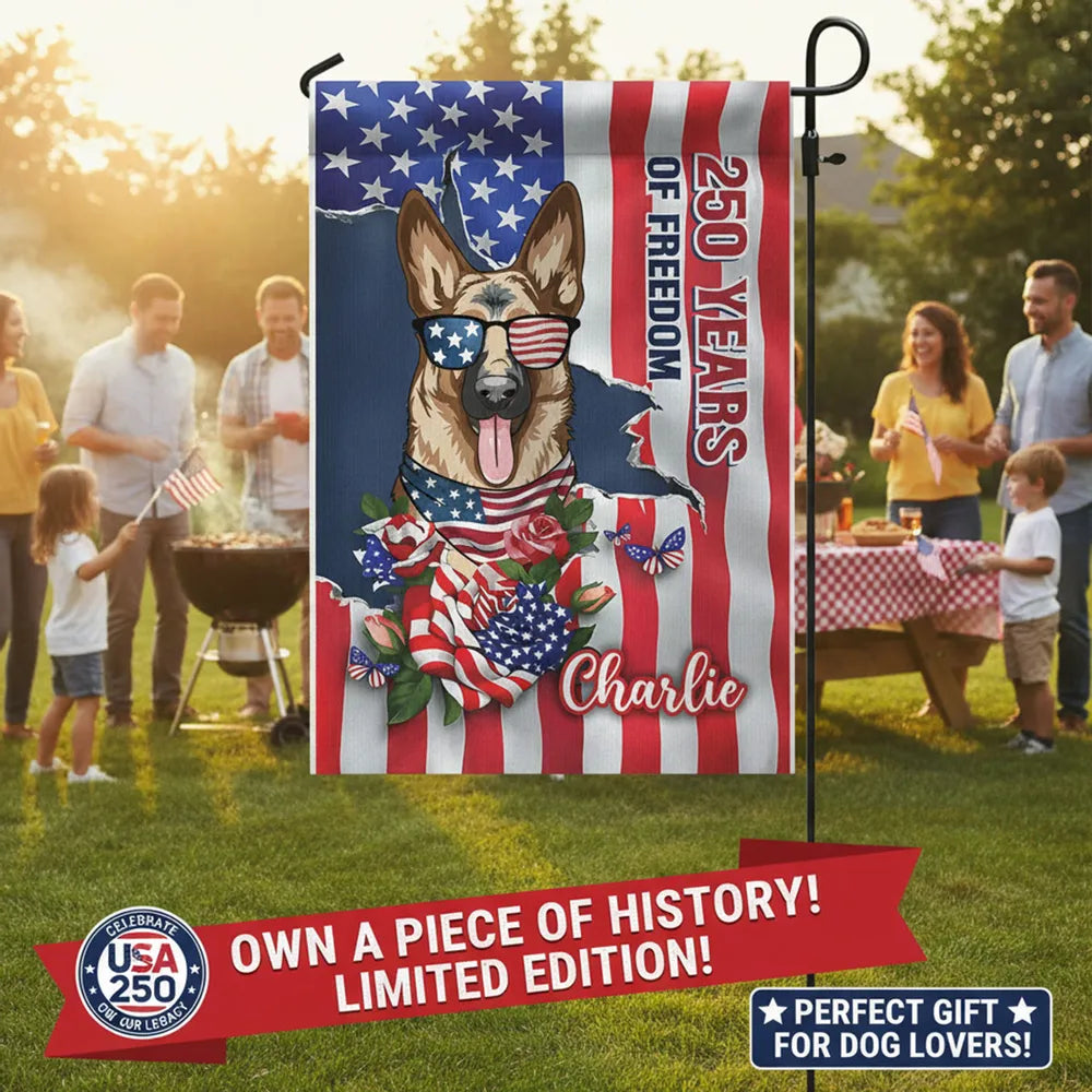 Personalized Patriotic Dog Garden Flag for Pet Lovers - Independence Day Decor Flag MagicInPrints