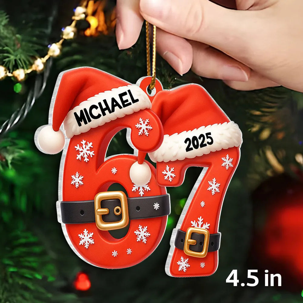 Personalized Christmas Ornament for Kids - Santa Hat Design with Year 2025 Ornament MagicInPrints