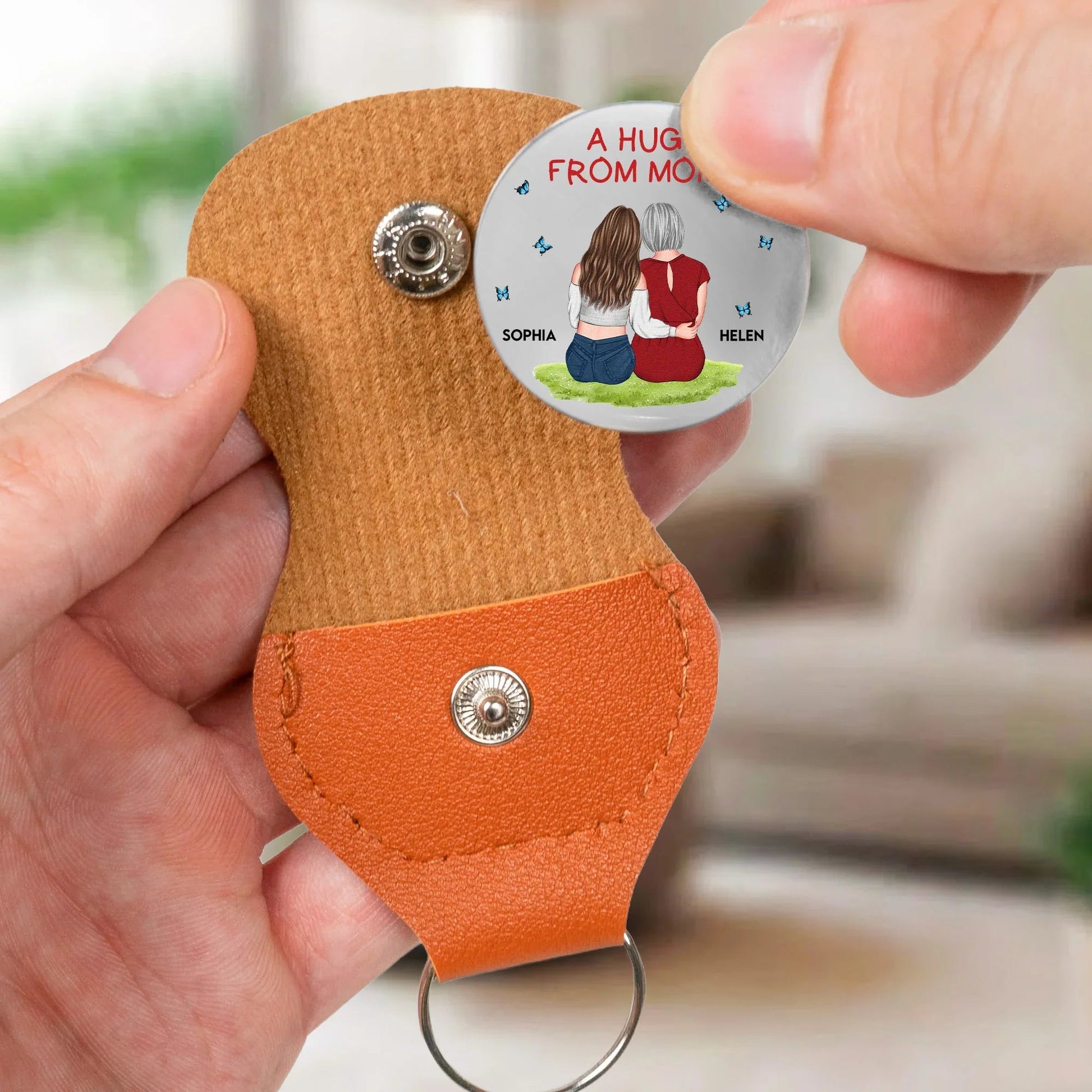 Personalized Keychain for Daughter - A Hug from Mom - Sentimental Gift Keychain MagicInPrints