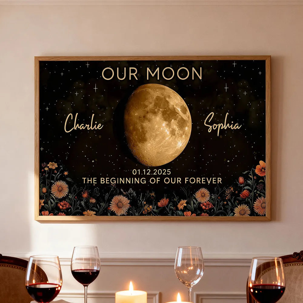 Personalized Moon Phase Canvas Art for Couples - Anniversary Gift Poster or Canvas MagicInPrints
