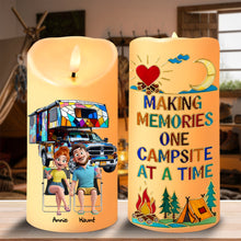 Load image into Gallery viewer, Making Memories, One Campsite at a Time - Personalized Camping Couple LED Candle Led Candle MagicInPrints
