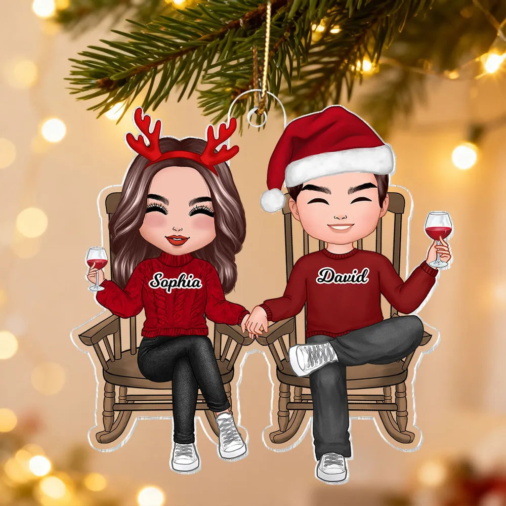 Personalized Couple Car Ornament for Christmas - Custom Names & Holiday Design Car Hanger MagicInPrints