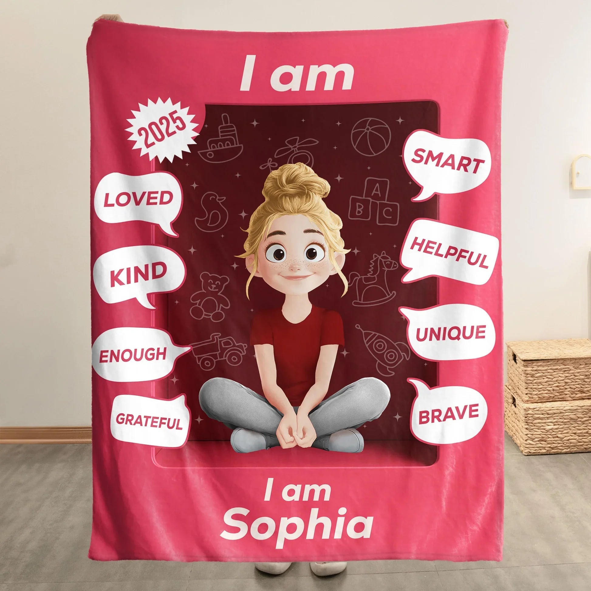 Personalized Kids Blanket for Girls - Positive Affirmations with Name - Perfect Christmas Gift Blanket MagicInPrints