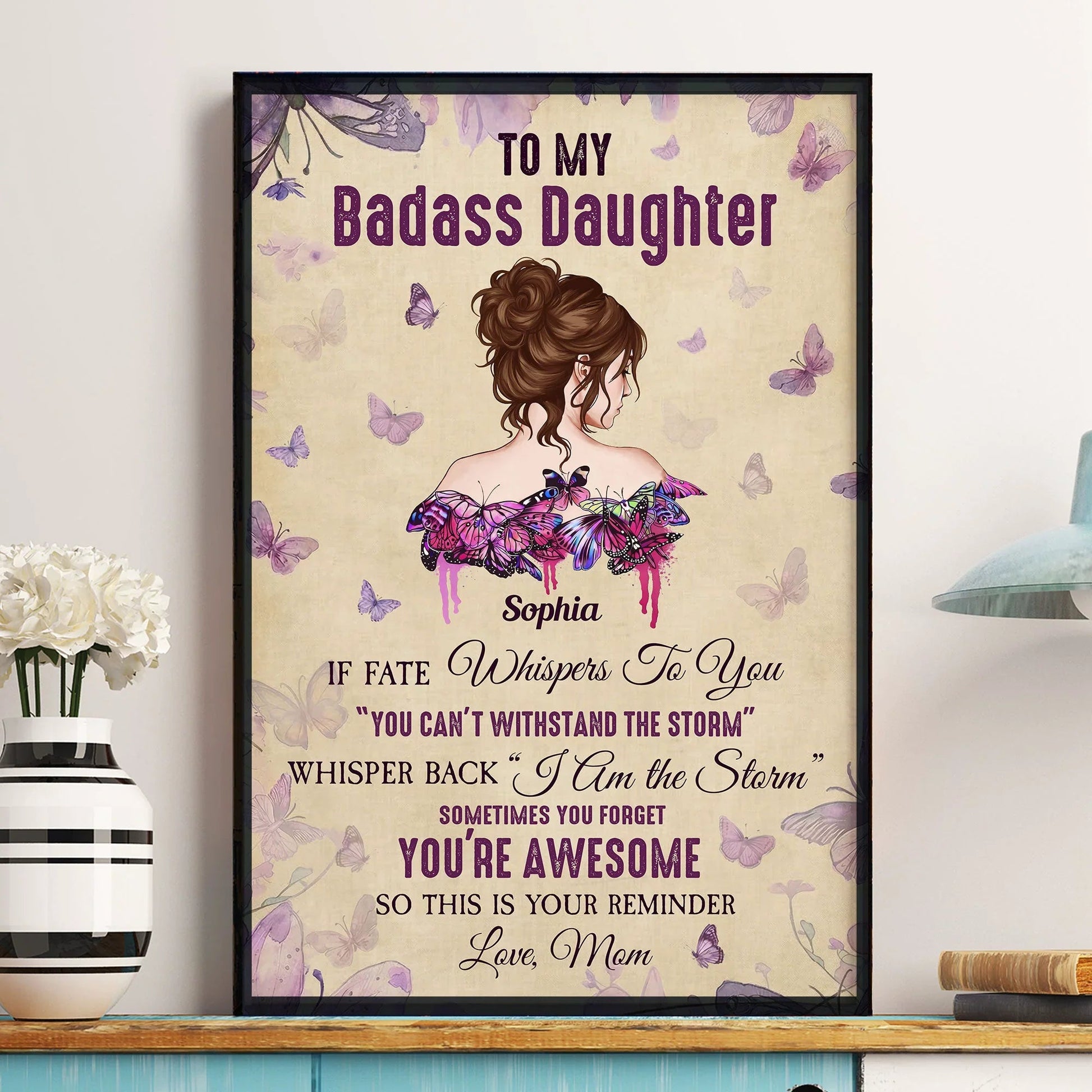 Personalized Daughter Wall Art - Inspirational Gift from Mom Poster or Canvas MagicInPrints