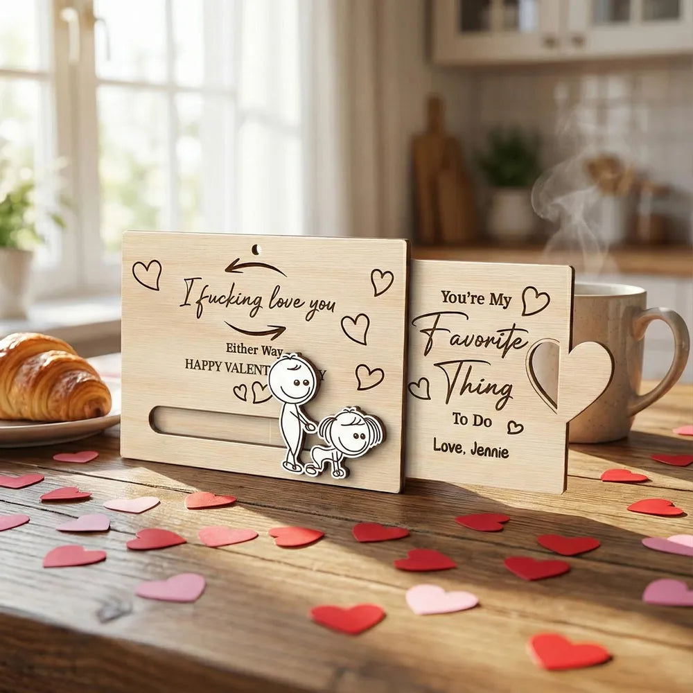 Personalized Wooden Valentine's Day Card for Couples - Romantic Gift Ornament MagicInPrints